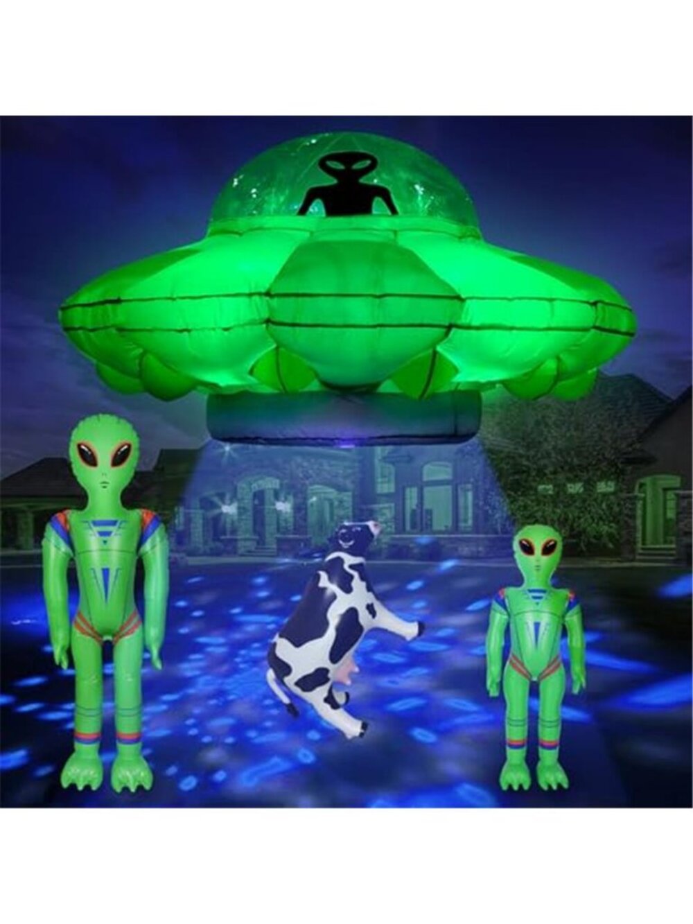 Alien Party Decorations 4.2FT Hanging Alien UFO Cow Abduction Inflatable with